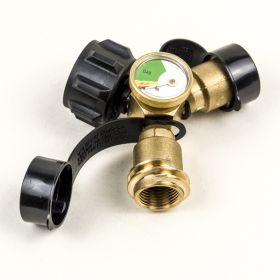 Propane Y-type QCC With Meter Quick Connector Pressure Gauge Body Tee Brass With 1 Male QCC And 2 Female QCC Barbecue Oven