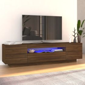 TV Stand with LED Lights Brown Oak 63"x13.8"x15.7"