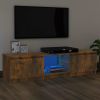 TV Stand with LED Lights Smoked Oak 55.1"x15.7"x14"