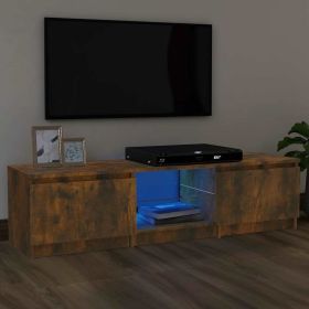TV Stand with LED Lights Smoked Oak 55.1"x15.7"x14"