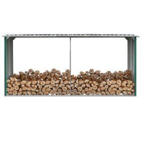 Garden Log Storage Shed Galvanized Steel 129.9"x36.2"x60.2" Green