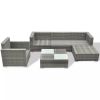 6 Piece Patio Lounge Set with Cushions Poly Rattan Gray
