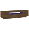 TV Stand with LED Lights Brown Oak 63"x13.8"x15.7"