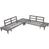 Outdoor 3-Piece Patio Furniture Set Solid Wood Sectional Sofa Set with Coffee Table Conversation Set with Side Table and Cushions, Grey+Beige