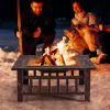 34in Fire Pit Table Outdoor Fire Pits Square Steel Stove with Mesh Screen, Waterproof Cover & Poker for Outside Patio Bonfire Camping (Copper)