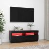 TV Cabinet with LED Lights Black 39.4"x13.8"x15.7"