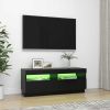 TV Cabinet with LED Lights Black 39.4"x13.8"x15.7"
