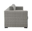 Deep Cushioned Outdoor Sofa w/ Half Round Wicker - HDPE Resin Wicker, Solution-Dyed Acrylic Covers