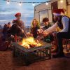 34in Fire Pit Table Outdoor Fire Pits Square Steel Stove with Mesh Screen, Waterproof Cover & Poker for Outside Patio Bonfire Camping (Copper)